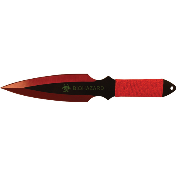 2 Piece Throwing Knife Red Color BioHazard view 3